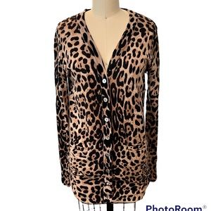 Ellison Leopard Print Cardigan in Tan and Black